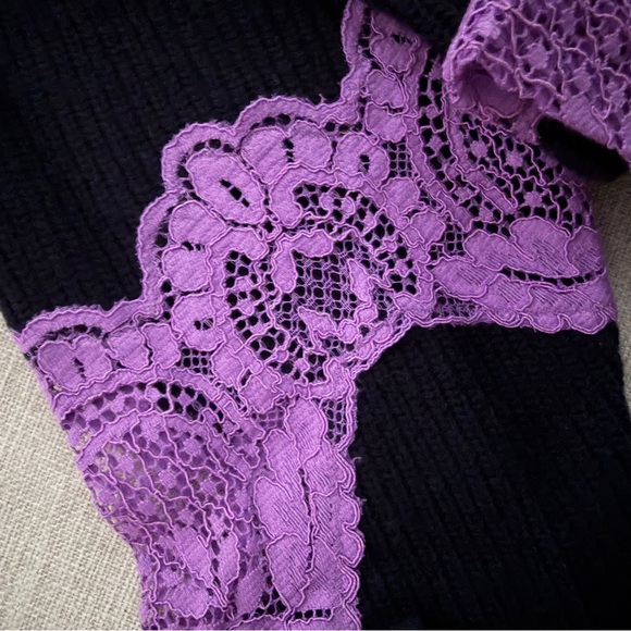 SANDRO Paris Navy & Purple Lace Sweater - Picture 13 of 14